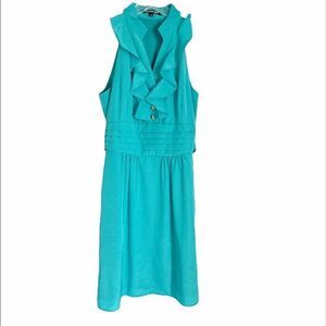 🟢Gianni Bini Dress Blue Sleeveless Ruffle Dress 2